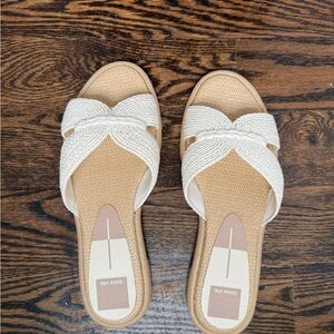 Dolce Vita Cream and Tan Slide Sandals